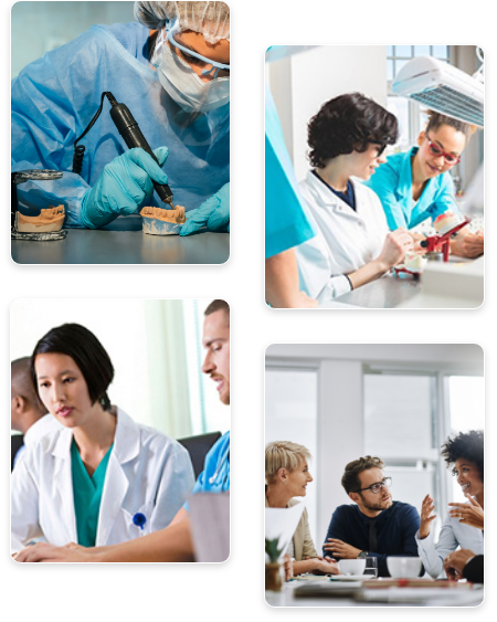 people interacting in a dental lab