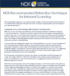 Recommended Retraction Technique for Intraoral Scanning bulletin from a dental lab serving the US and Canada